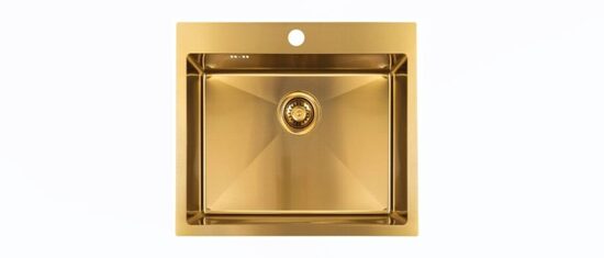 LAVEO nerūsējošā tērauda virtuves izlietneMALAWI 500x580x200mm ar sifonu,zelts